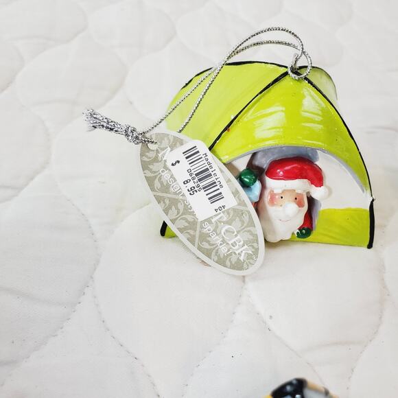 Midwest-CBK Set of 8 Tent Christmas Ornaments Santa Travel Holiday Camping NEW - Picture 8 of 16